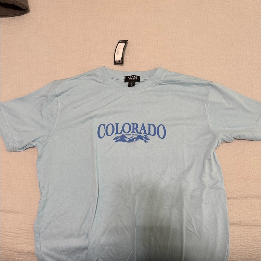 Boohoo Light Blue Colorado Tee